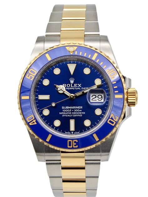 rolex mens 2 tone submariner blue dial|rolex 126613lb 0002.